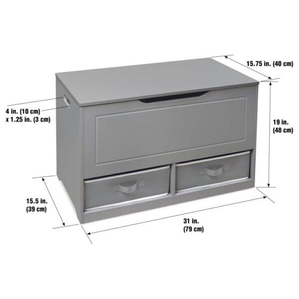 Up and Down Toy and Storage Box and Bench with Two Baskets – Gray