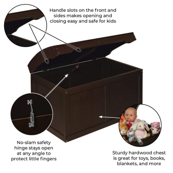 Hardwood Barrel Top Toy Chest – Espresso