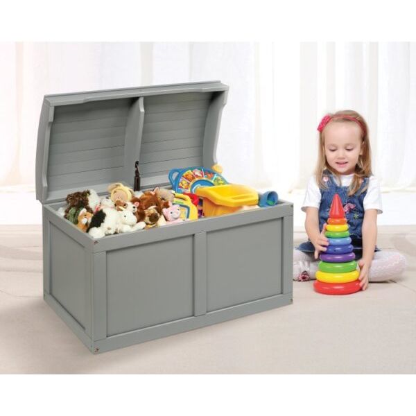 Hardwood Barrel Top Toy Chest – Gray